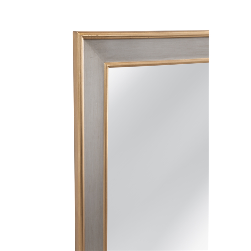 Doubled Wall Mirror in Antique Gold and Silverleaf Polyurethane