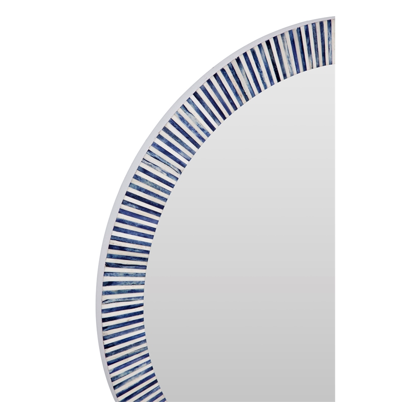 Radial Bone Wall Mirror in Blue Resin