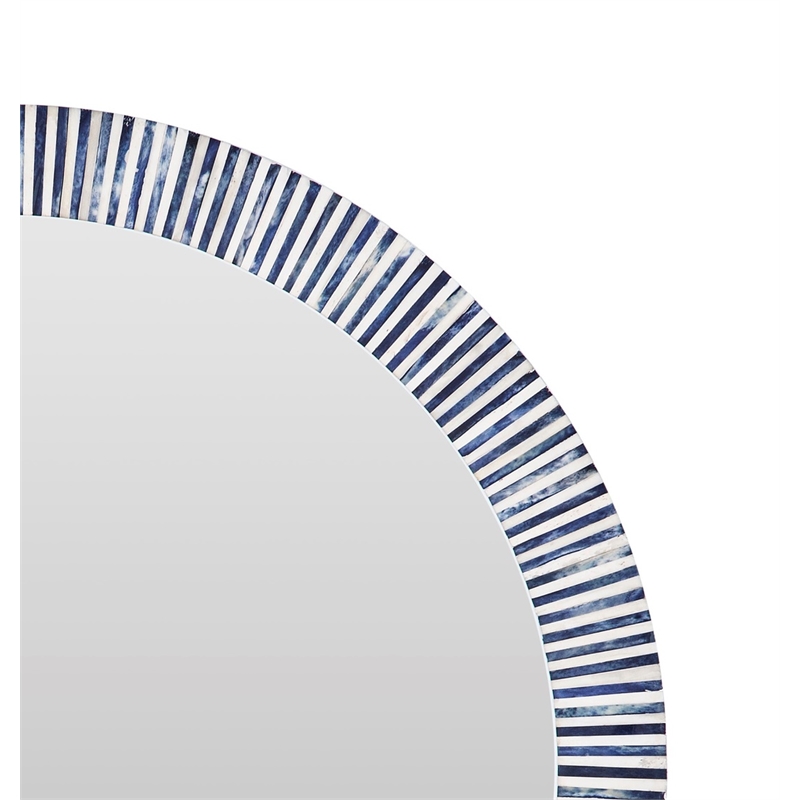 Radial Bone Wall Mirror in Blue Resin