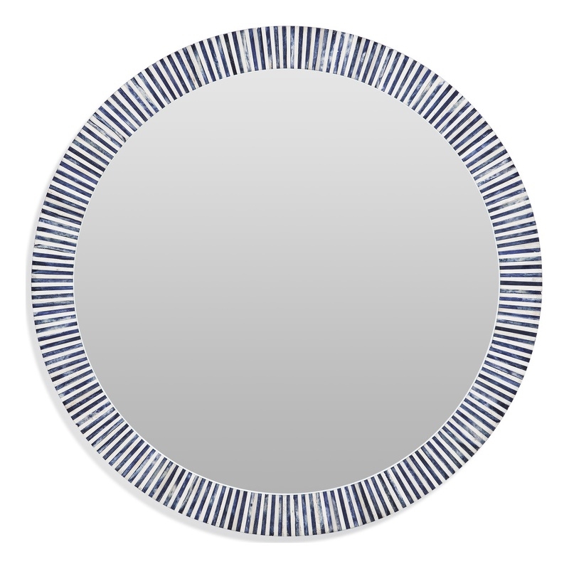 Radial Bone Wall Mirror in Blue Resin