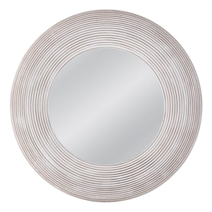 Spin 48&quot Round Oversized Wall Mirror in White Washed Wood