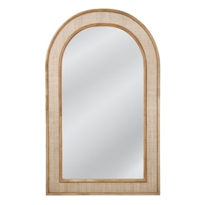 Anna Floor Mirror in Natural Rattan and Wood