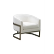 Bassett Mirror Neve Metal & Fabric Accent Chair in Gold/Ivory White