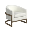 Bassett Mirror Neve Metal & Fabric Accent Chair in Gold/Ivory White