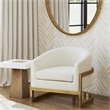 Bassett Mirror Neve Metal & Fabric Accent Chair in Gold/Ivory White