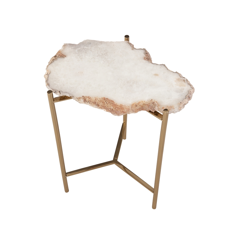 Cora Accent Table in Gold Metal and Marble