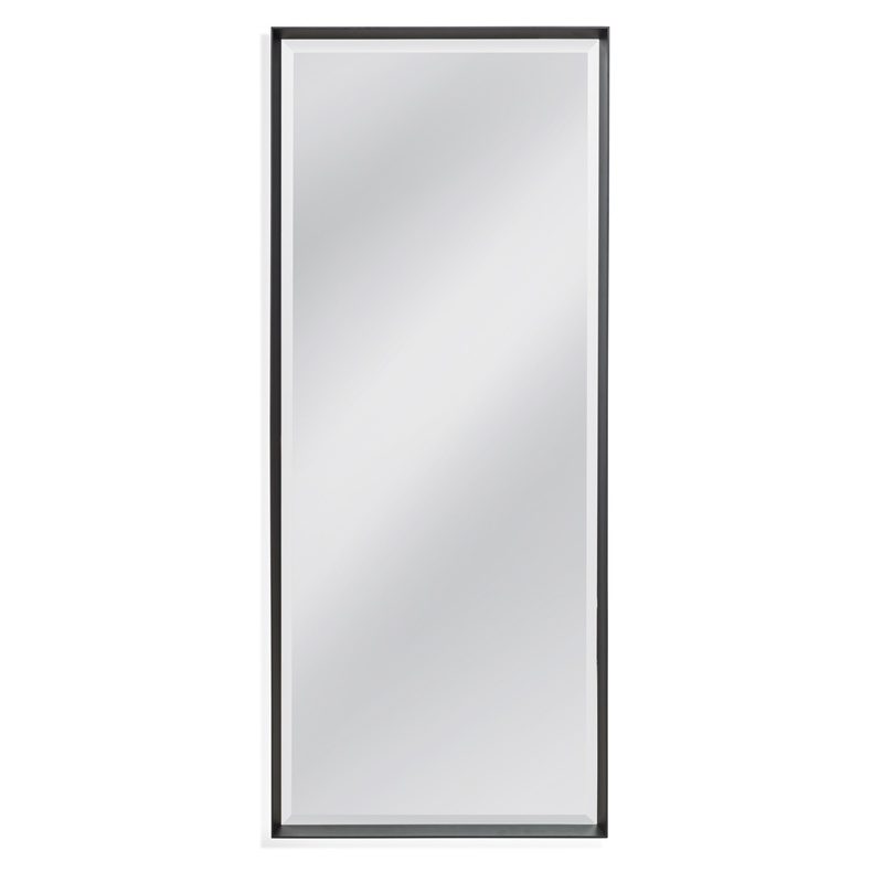 Bassett Mirror Sloan Wood & Glass Floor Mirror in Matte Black