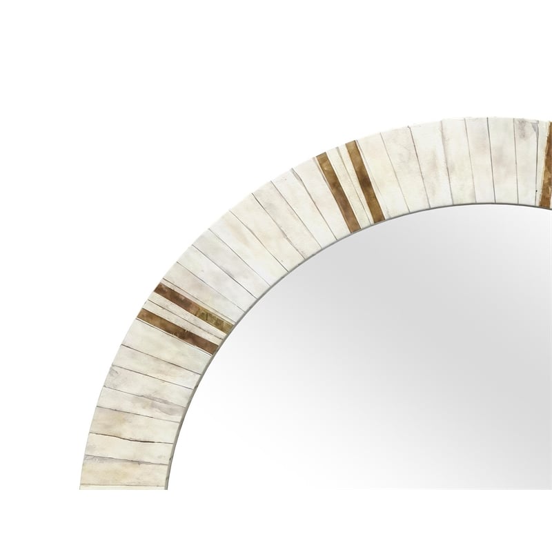 Bassett Mirror Clever Modern Bone & Resin Wall Mirror in Cream and Brass