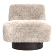 Amaya Beige Fabric Swivel Accent Chair with Wood Base