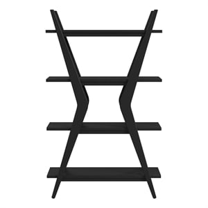 Stratton Modern Inspired Matte Black Wood Etagere