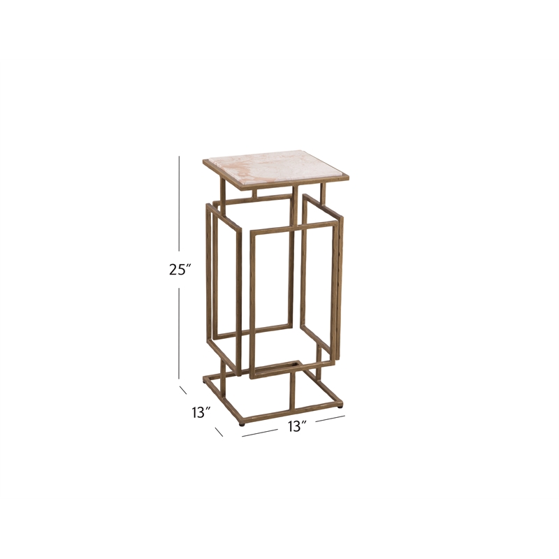 Audrey Antique Brass Accent Table with Italian Marble Top