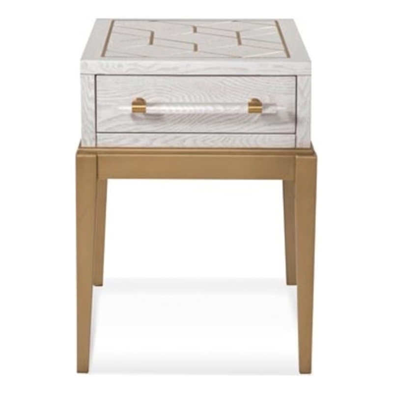 Perrine Wooden Soft White Accent Table with Gold and Acrylic Accents