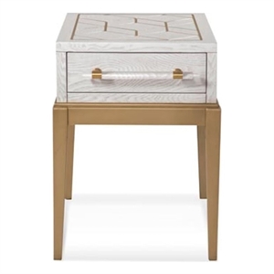 Perrine Wooden Soft White Accent Table with Gold and Acrylic Accents