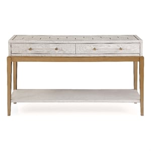 Perrine Soft White Wooden Console Table with Gold and Acrylic Details
