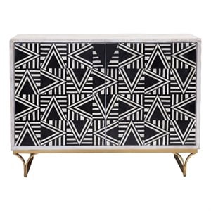 Martina Wooden Bar Cabinet with Black and White Bone
