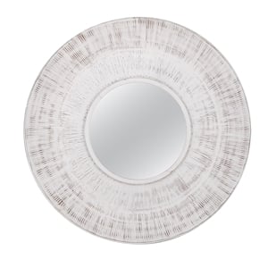 Ocean Isle Wall Mirror in Distressed White Engineered Wood Frame