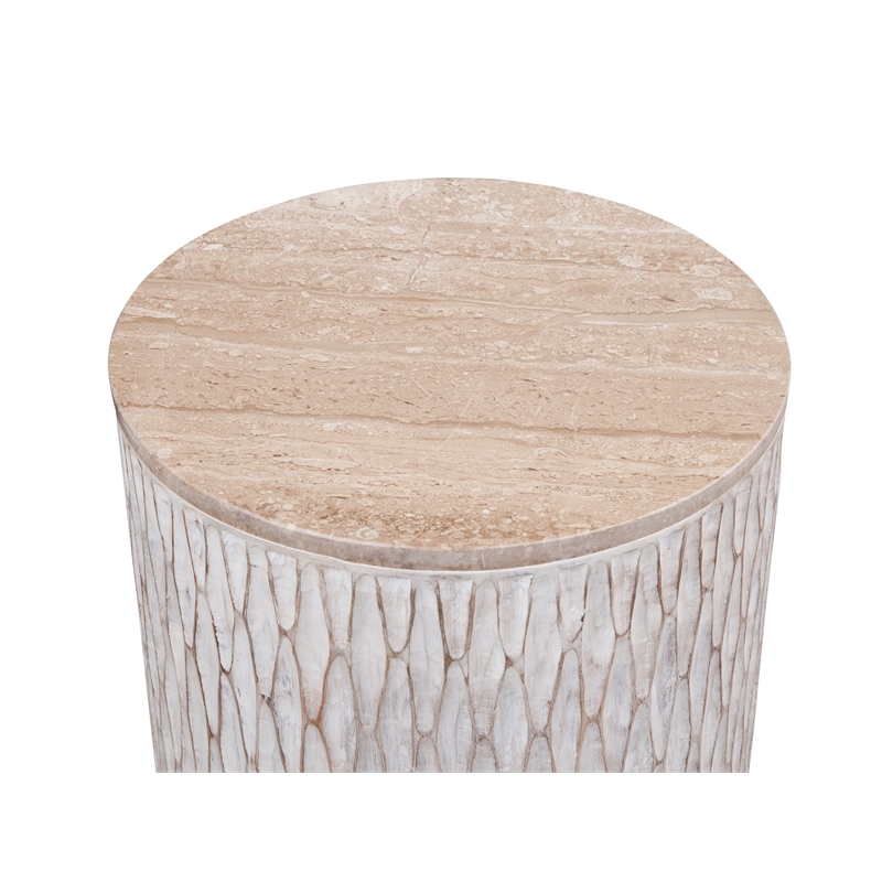 Lorenzo Accent Table in White wash mango.