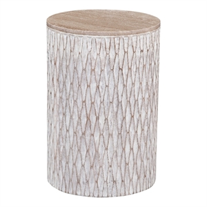 Lorenzo Accent Table in White wash mango.
