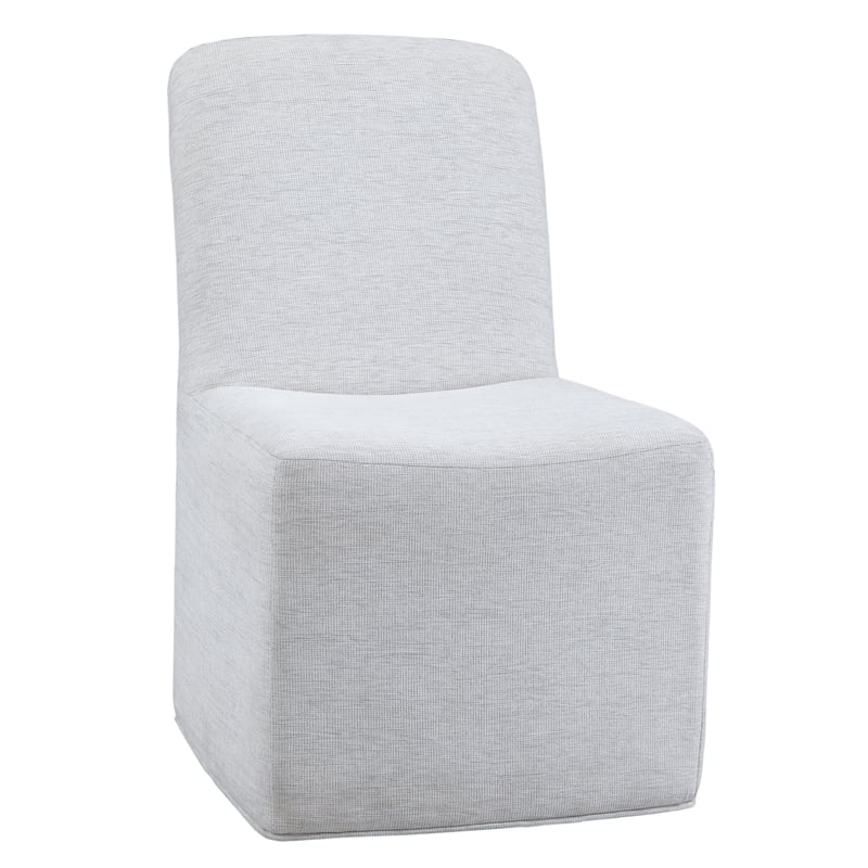 Meyer Dining Chair in Gray Oyster Fabric on Casters