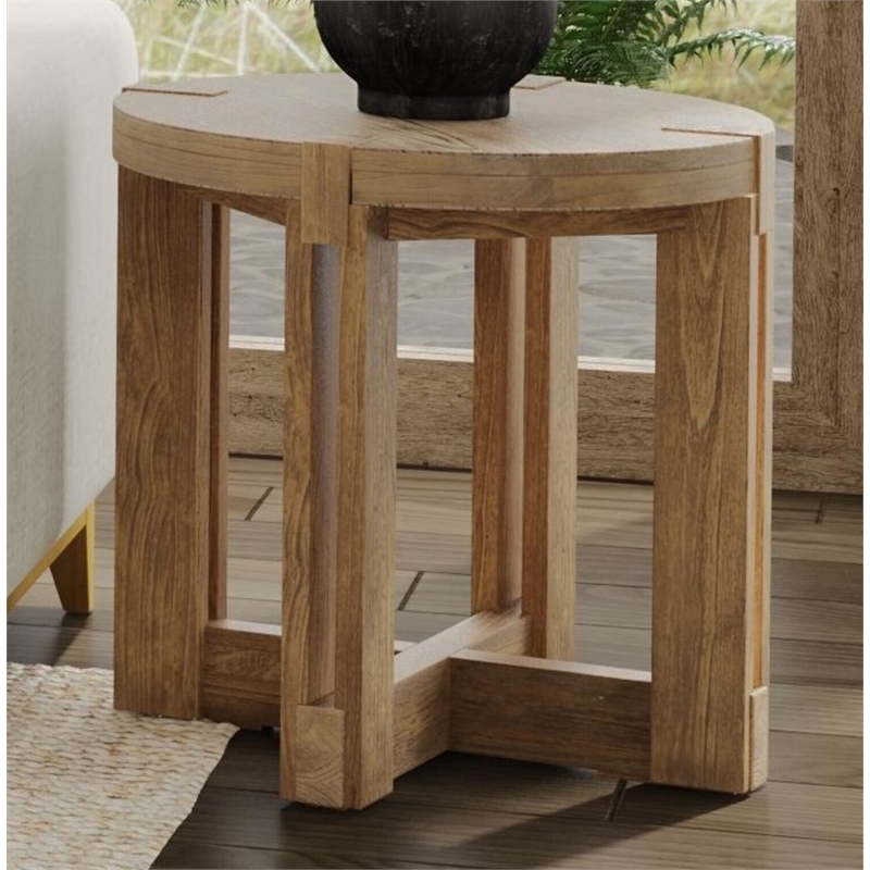 McGuire Rustic Farmhouse End Table in Natural Mindi Wood