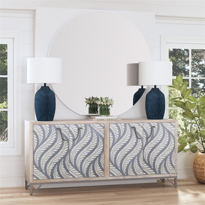 Eltham Oversized Wall Mirror in Matte White Metal Frame