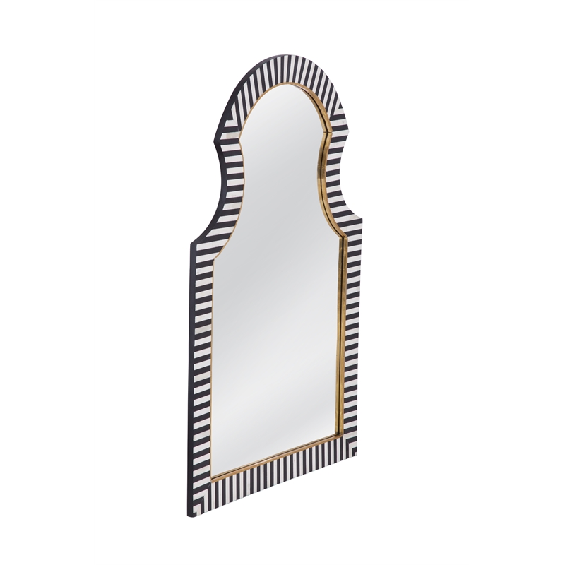 Bassett Mirror Martens Wall Mirror in Black and Cream Bone and Resin Frame
