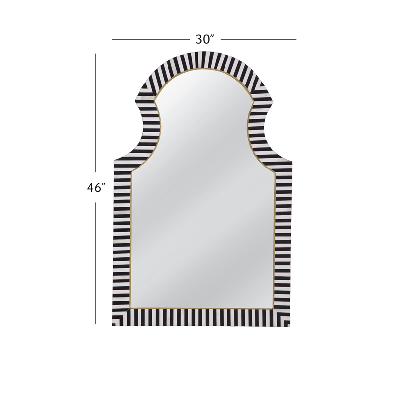 Bassett Mirror Martens Wall Mirror in Black and Cream Bone and Resin Frame