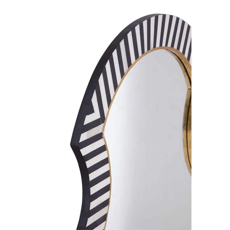 Bassett Mirror Martens Wall Mirror in Black and Cream Bone and Resin Frame