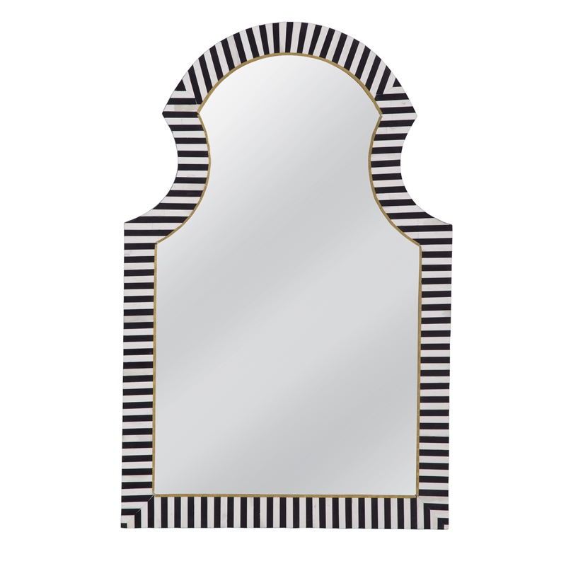 Bassett Mirror Martens Wall Mirror in Black and Cream Bone and Resin Frame