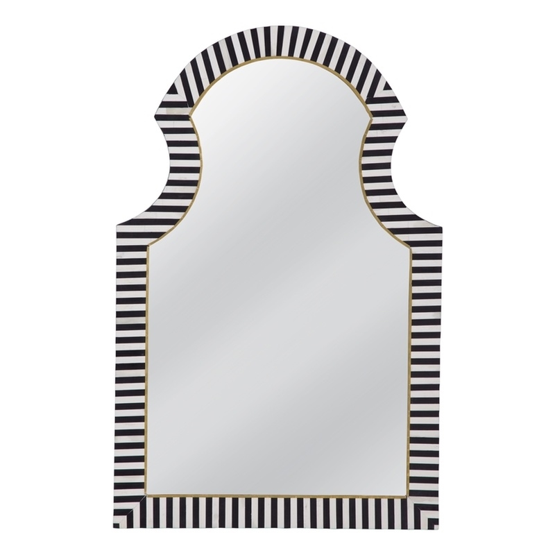 Bassett Mirror Martens Wall Mirror in Black and Cream Bone and Resin Frame