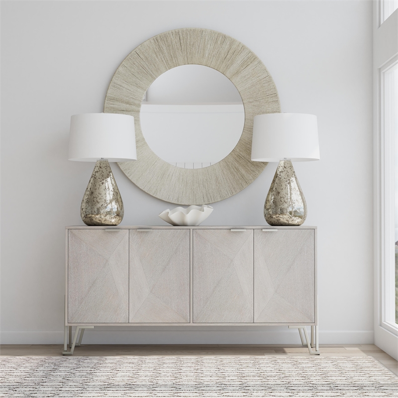 Cooper Wood Server in Light Gray and Brushed Nickel