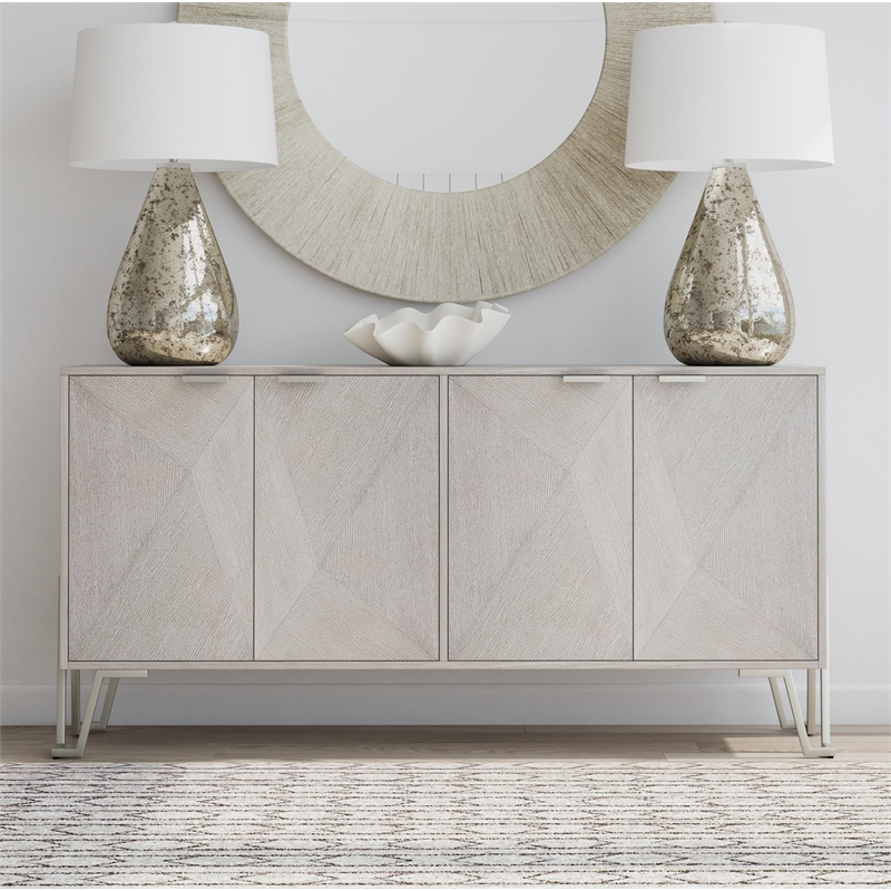 Cooper Wood Server in Light Gray and Brushed Nickel