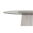 Korey Dining Table in White Wood with Glass Top