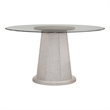 Korey Dining Table in White Wood with Glass Top