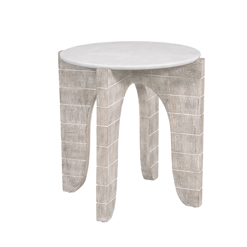 Bali Coastal Modern Round End Table in White Wood