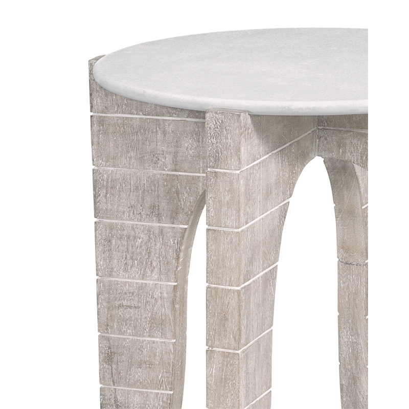 Bali Coastal Modern Round End Table in White Wood