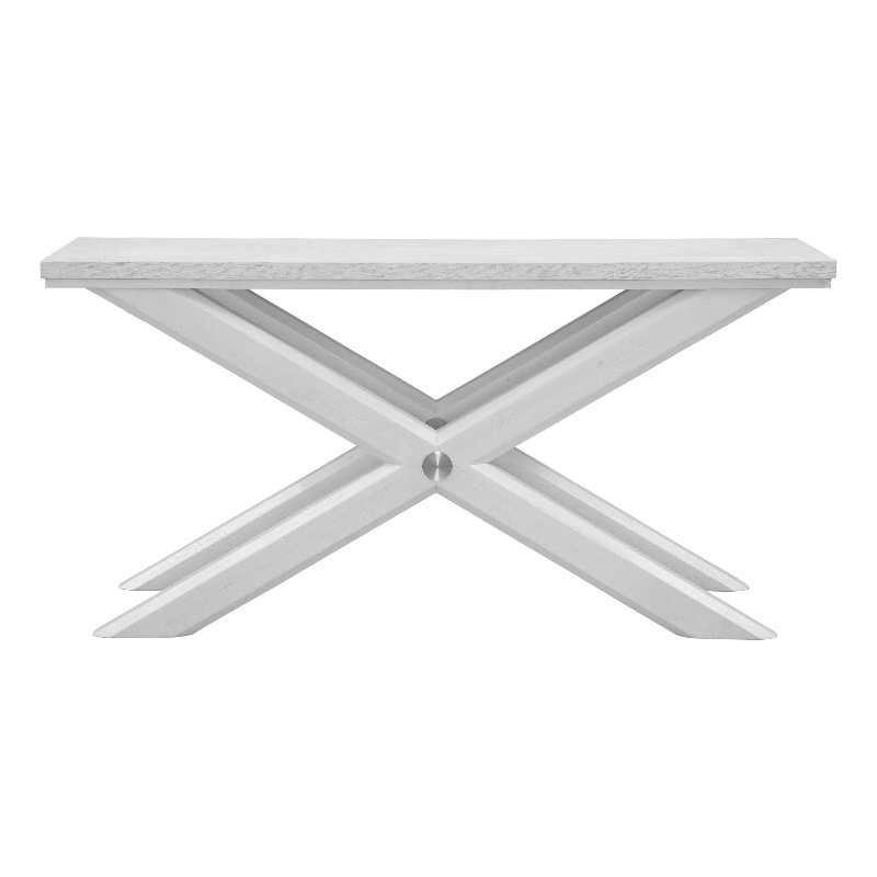Bassett Mirror Nadine Console Table in Bright White Oak/Brushed Nickel