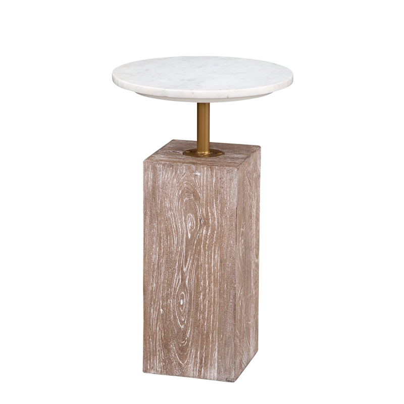 Natural Wood Marble Holt Accent Table Farmhouse