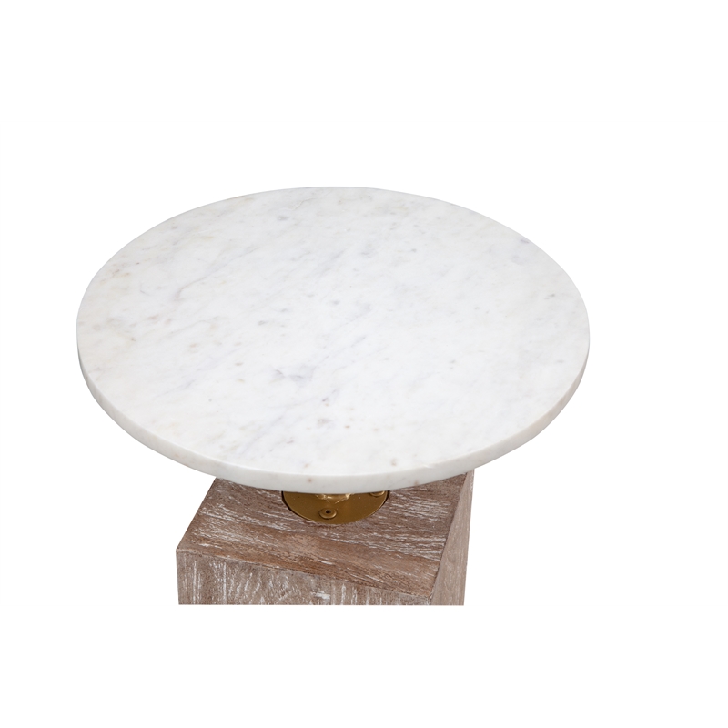 Natural Wood Marble Holt Accent Table Farmhouse