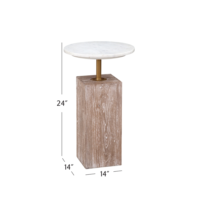 Natural Wood Marble Holt Accent Table Farmhouse