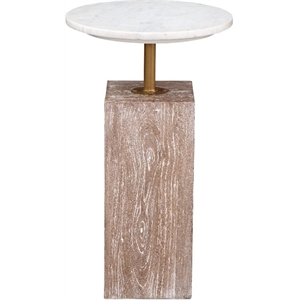Natural Wood Marble Holt Accent Table Farmhouse