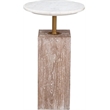 Natural Wood Marble Holt Accent Table Farmhouse