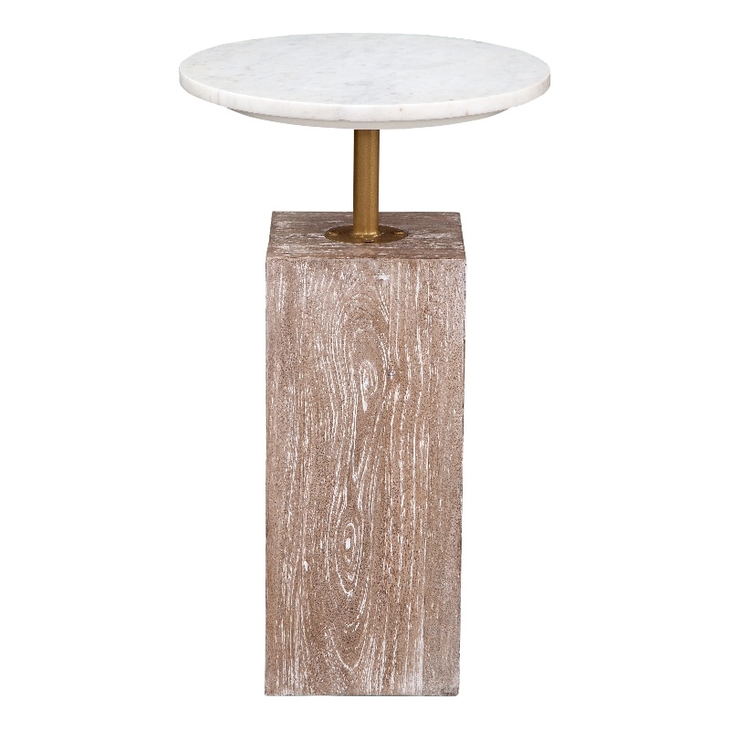 Natural Wood Marble Holt Accent Table Farmhouse