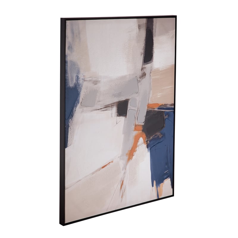 Multi Denisa II Framed Canvas Abstract Black Frame Modern Wall Art