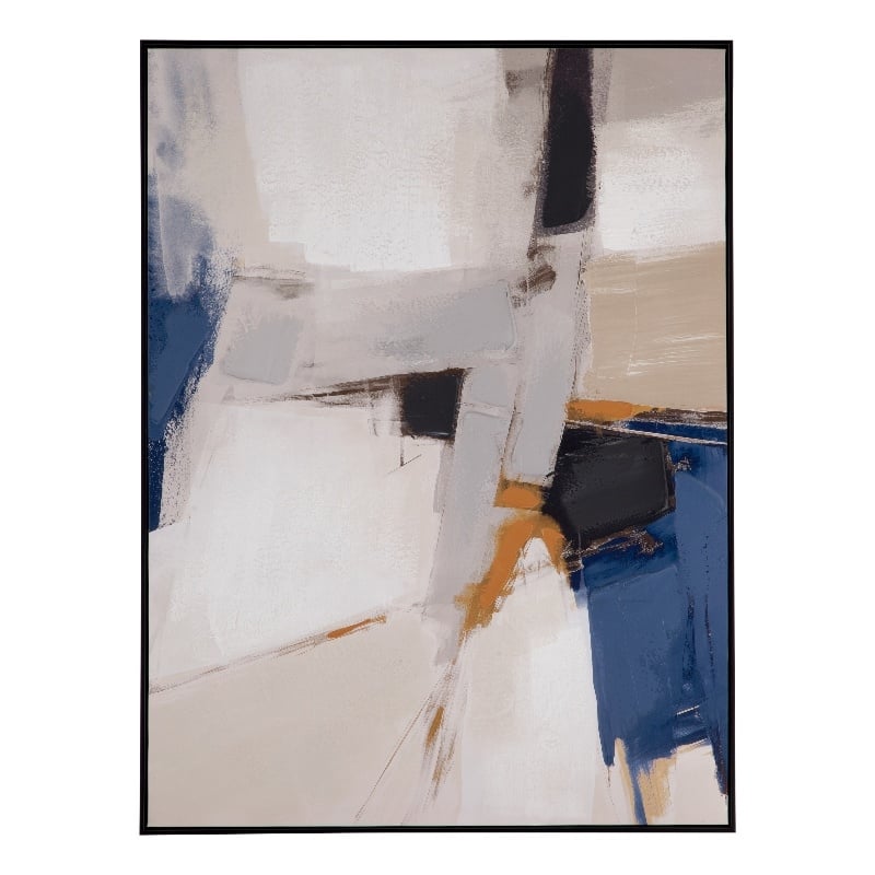 Multi Denisa II Framed Canvas Abstract Black Frame Modern Wall Art