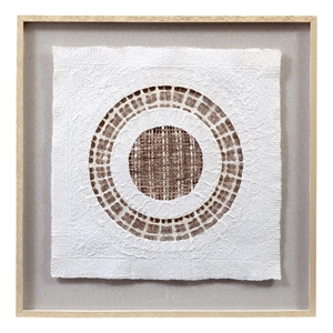 White Brown Tightrope Wall Art Rice Paper Shadowbox Minimal