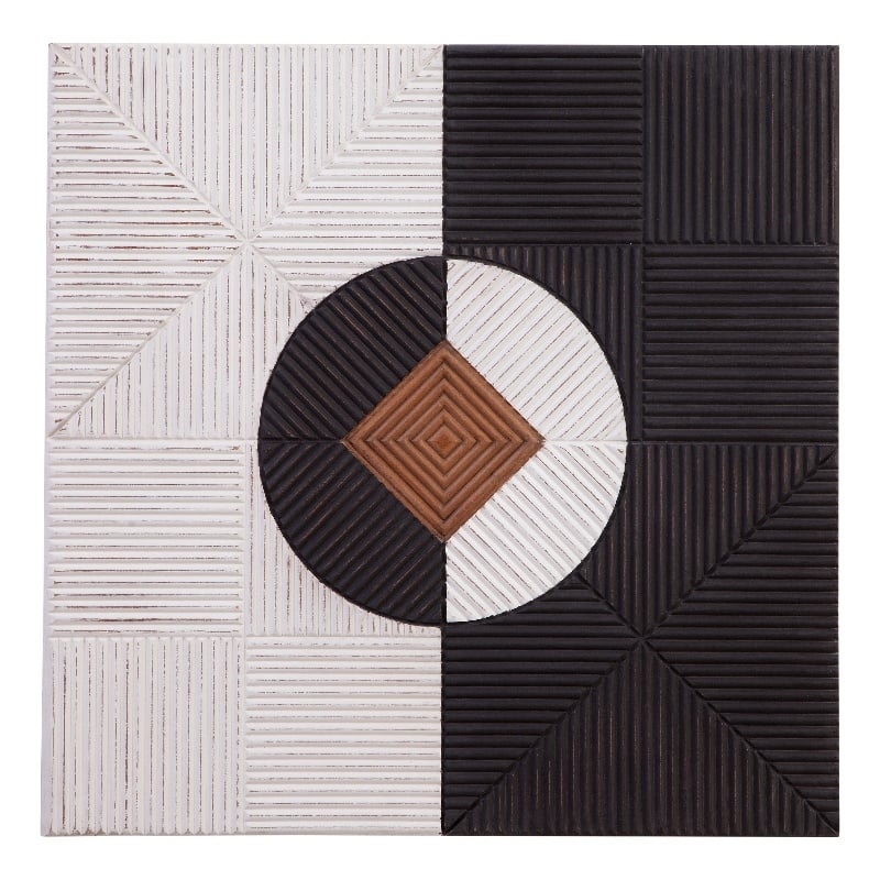 Black White Mercury Wall Art Geometric Textured Modern Decor