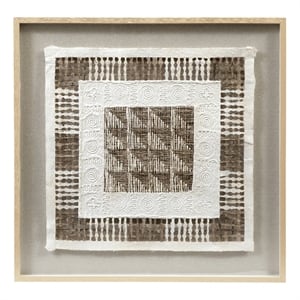 White Brown Taughtrope Wall Art Rice Paper Shadowbox Modern