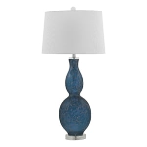 Blue Presley Table Lamp Art Glass Coastal Modern Drum Shade