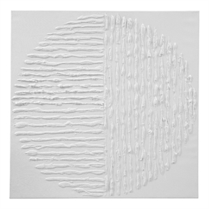 White Textured Circle Canvas Art 3D Geometric Minimalist Wall Decor